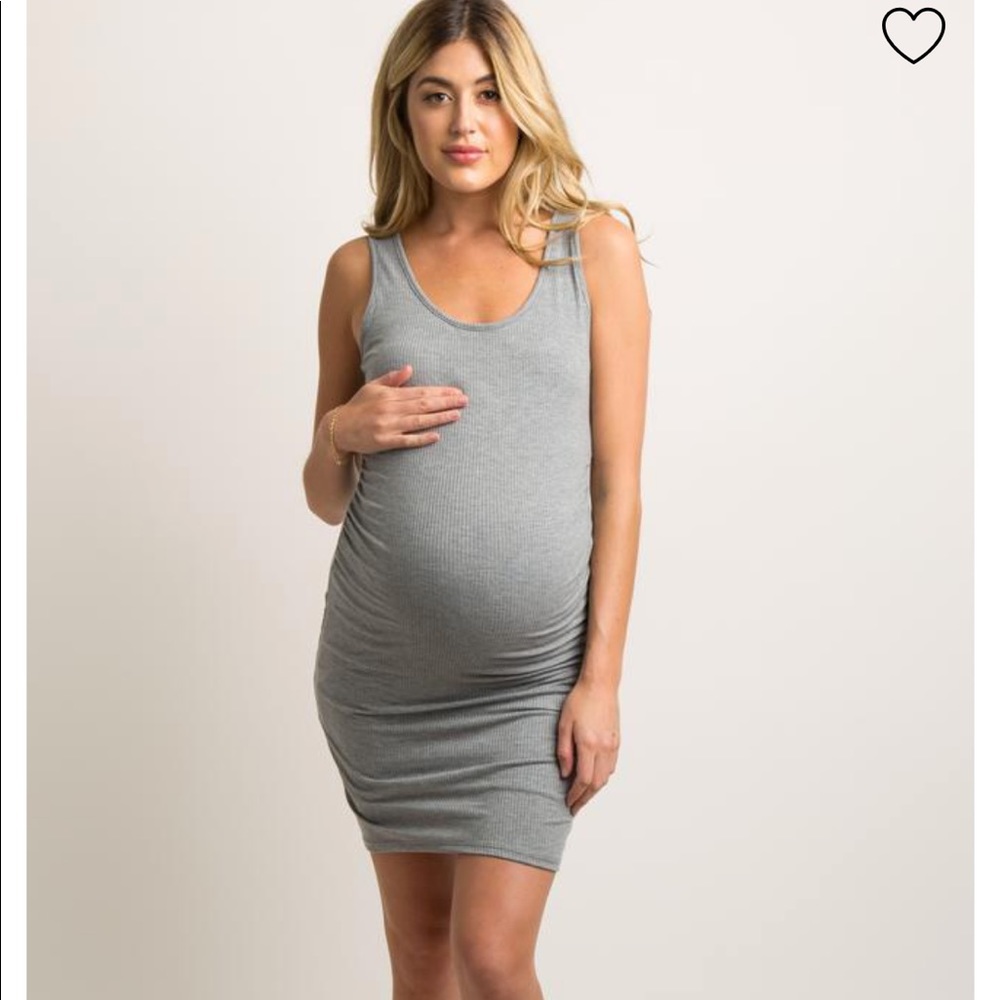 Pink blush maternity ribbed tank dress